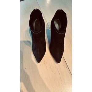 GIUSEPPE ZANOTTI BLACK SUEDE GREEK 105MM POINTED TOE ANKLE BOOTS SZ 8.5